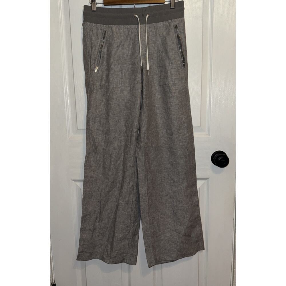Athleta Women’s Gray Cabo Linen Wide Leg‎ Pull On Pants Size 2